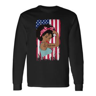 African American Female Veteran Of Us Navy Melanin Navy Vet Long Sleeve T-Shirt - Monsterry DE