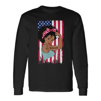 African American Female Veteran Of Us Navy Melanin Navy Vet Long Sleeve T-Shirt - Monsterry UK