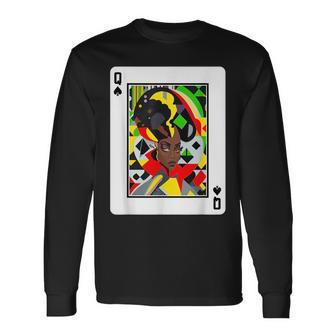 African Queen Card Melanin Black Pride Blm Junenth Long Sleeve T-Shirt - Thegiftio UK