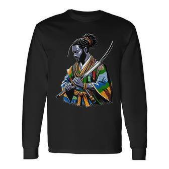 Afro American Samurai Anime Cartoon Japanese Bushido Warrior Long Sleeve T-Shirt - Monsterry UK