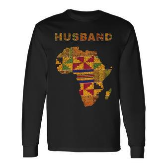 Afro Black Husband African Ghana Kente Cloth Couple Matching Long Sleeve T-Shirt - Thegiftio