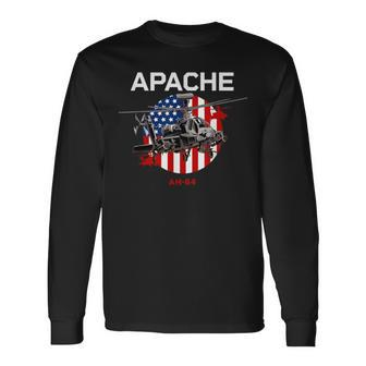 Ah-64 Apache Us Army Helicopter Long Sleeve T-Shirt - Monsterry