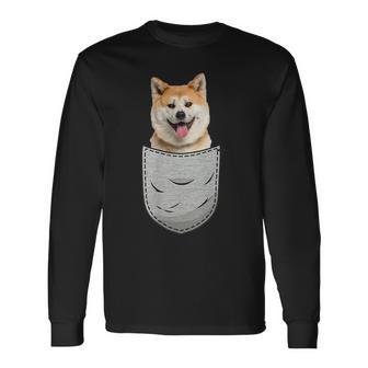 Akita Inu Ken Japanese Chest Bag Pocket Dog Owners Long Sleeve T-Shirt - Thegiftio UK