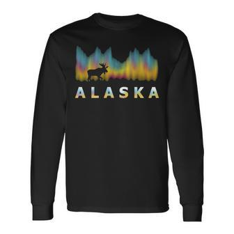 Alaska Reindeer Polar Lights And Moose Long Sleeve T-Shirt | Mazezy