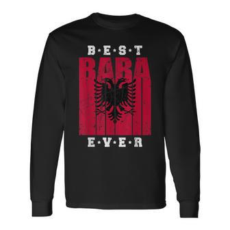 Albanian Dad Fathers Day Vintage Albania Flag Shqiptar Baba Long Sleeve T-Shirt - Monsterry CA