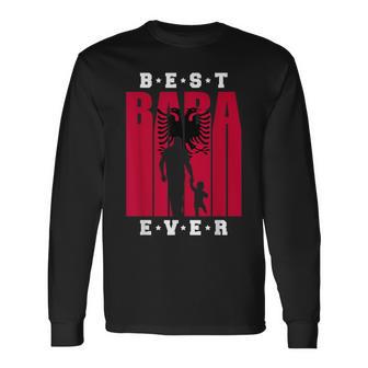 Albanian Dad Newborn Day Albania Flag Shqiptar Baba And Baby Long Sleeve T-Shirt - Monsterry