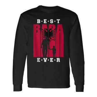 Albanian Dad Of Son Fathers Day Albania Flag Shqiptar Baba Long Sleeve T-Shirt - Monsterry DE