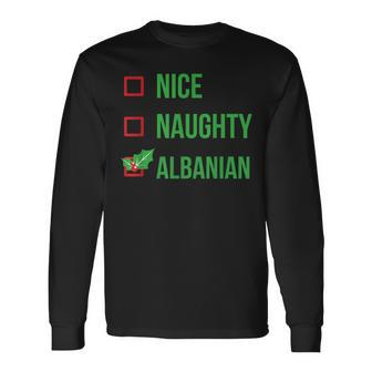 Albanian Albania Pajama Christmas Long Sleeve T-Shirt - Monsterry