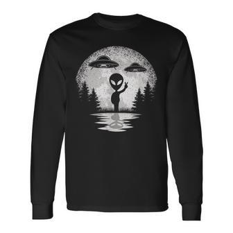 Alien Moon Space Ufo Extraterrestrial Vintage Long Sleeve T-Shirt | Mazezy