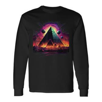 Aliens Space Ufo Ancient Egyptian Pyramids Science Fiction Long Sleeve T-Shirt | Mazezy UK
