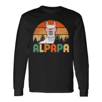 Alpapa Alpaca Llama Fan Lover Father's Day Daddy Papa Long Sleeve T-Shirt - Thegiftio UK