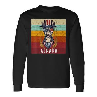 Alpapa Fan Llama Fan Lover Father's Day & 4 July Usa Flag Long Sleeve T-Shirt - Thegiftio UK