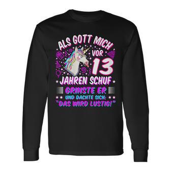 Als Gott Mich Vor 13 Jahen Auf Grinste Er 13Th Birthday Langarmshirts - Seseable