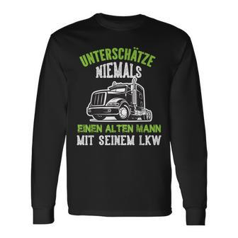 Alter Trucker Mann & Sein LKW Schwarz Langarmshirts, Trucker-Leben Motiv - Seseable