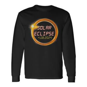 America April 8 Total Solar Eclipse 2024 Usa Map Totality Long Sleeve T-Shirt - Thegiftio UK