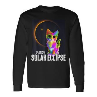 America Totality 04 08 24 Total Solar Eclipse 2024 Cute Cat Long Sleeve T-Shirt - Thegiftio UK