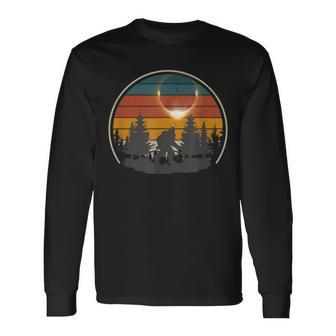America Totality Retro Bigfoot Total Solar Eclipse 2024 Long Sleeve T-Shirt - Monsterry CA