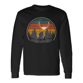 America Totality Retro Bigfoot Total Solar Eclipse 2024 Long Sleeve T-Shirt - Monsterry DE