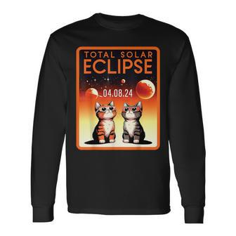 America Totality Spring 40824 Total Solar Eclipse 2024 Cat Long Sleeve T-Shirt - Monsterry