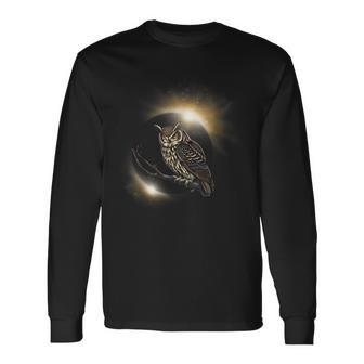 America Totality Total Solar Eclipse 2024 Moon Owl Long Sleeve T-Shirt - Seseable