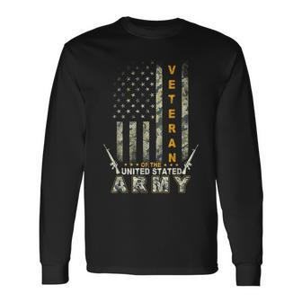 American Flag Camo Proud Us Army Veteran Long Sleeve T-Shirt - Monsterry