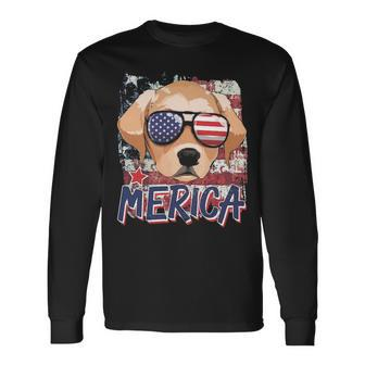 American Flag Merica Labrador Retriever 4Th Of July Boys Long Sleeve T-Shirt | Mazezy