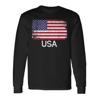 American Flag Vintage Made In Usa United States Long Sleeve T-Shirt - Monsterry DE