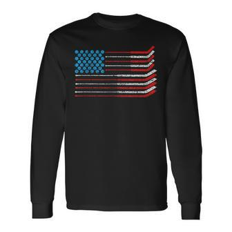 American Flag Patriotic 4Th Of July Hockey Long Sleeve T-Shirt - Monsterry