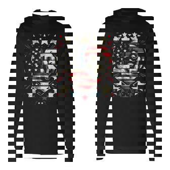 American Flag Patriotic Dog And Cat Paw 4Th Of July Long Sleeve T-Shirt | Mazezy