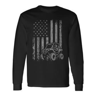 American Flag Utv Side By Side Sxs Off Road Long Sleeve T-Shirt - Seseable