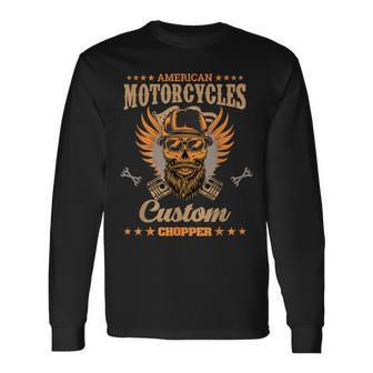 American Motorcycles Custom Chopper Bike Biker Motorcyclist Long Sleeve T-Shirt - Monsterry UK