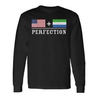 American Sierra Leone Perfection Flag Long Sleeve T-Shirt - Monsterry CA