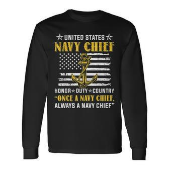 American Veteran Once A Navy Chief Always A Navy Chief Long Sleeve T-Shirt - Monsterry