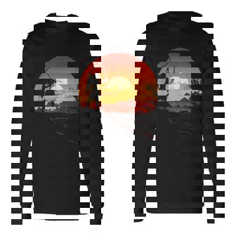 Amérindien Chef Indien Guerrier Autochtone Coucher Du Soleil T-shirt à manches longues - Cadeauxyz