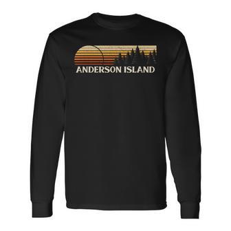 Anderson Island Wa Vintage Evergreen Sunset Eighties Retro Long Sleeve T-Shirt - Monsterry AU