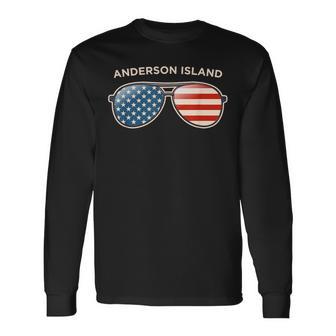 Anderson Island Wa Vintage Us Flag Sunglasses Long Sleeve T-Shirt - Monsterry