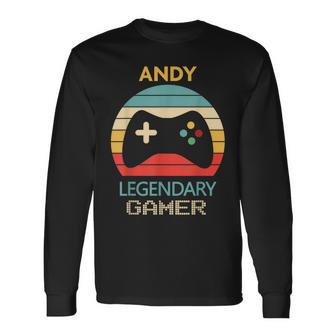 Andy Name Personalised Legendary Gamer Long Sleeve T-Shirt - Seseable