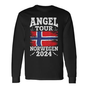 Angel Tour Norway 2024 Fishing Team Norway Flag Angler Langarmshirts - Seseable