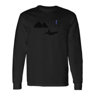 Angeln Köder See Rute Boot Freizeit Berge Ruhe Papa Onkel Langarmshirts - Geschenkecke