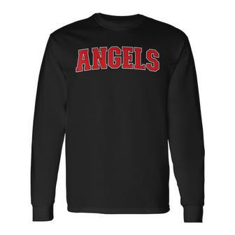 Angels California Souvenir Trip College Style Red Text Long Sleeve T-Shirt - Monsterry