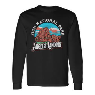 Angels Landing Zion National Park Vintage 80'S Graphic Long Sleeve T-Shirt - Monsterry UK