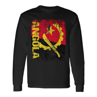 Angola Flag Vintage Distressed Angola Long Sleeve T-Shirt - Monsterry UK