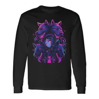 Anime Manga Cyberpunk Aesthetic Techwear Harajuku Wolf Langarmshirts - Geschenkecke