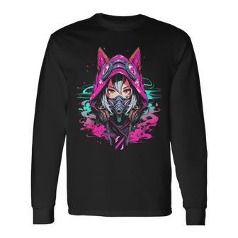 Anime Manga Kitsune Cyberpunk Aesthetic Techwear Harajuku Langarmshirts - Geschenkecke