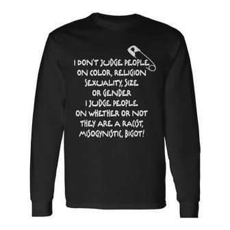 Anti Racist Anti Trump Safe With Me Safety Pin Long Sleeve T-Shirt - Monsterry DE