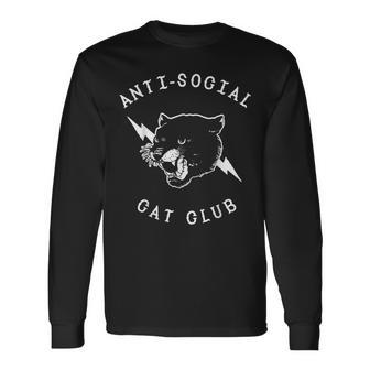 Anti Social Cat Club Panther Head T Long Sleeve T-Shirt - Monsterry