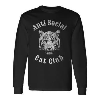 Anti Social Cat Club Tiger Head Vintage Retro Long Sleeve T-Shirt - Monsterry DE