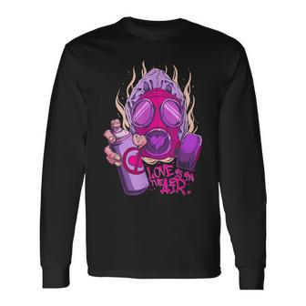 Anti Valentines Day Love Is In The Air Graffiti Single Long Sleeve T-Shirt - Monsterry