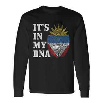 Antigua & Barbuda It's In My Dna Flag Pride Vintage Long Sleeve T-Shirt - Seseable