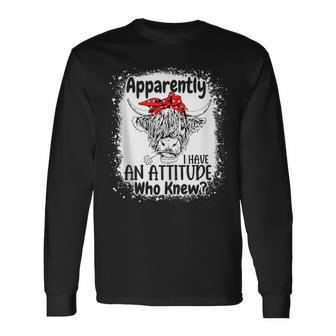 Apparently I Have An Attitude Who Knew Bleached Highland Cow Long Sleeve T-Shirt - Monsterry